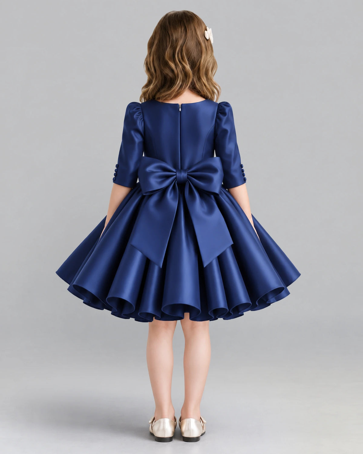 Navy Blue Ball Gown Girls Formal Dress Back [Shared]