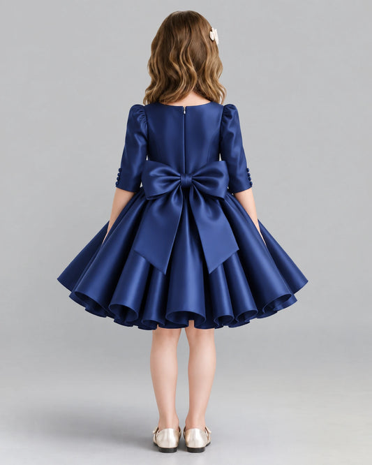 Navy Blue Ball Gown Girls Formal Dress Back [Shared]