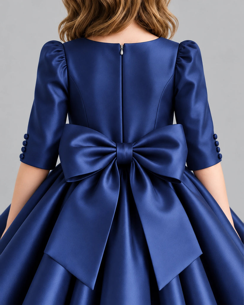 Navy Blue Ball Gown Girls Formal Dress Back_Detail [Shared]