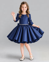 Navy Blue Ball Gown Girls Formal Dress Front