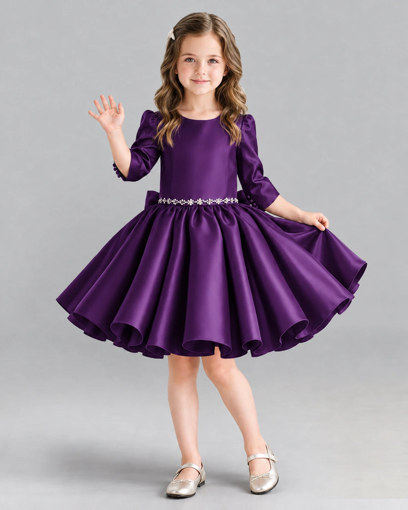 Purple Ball Gown Girls Formal Dress Front