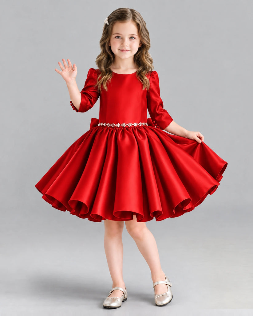 Red Ball Gown Girls Formal Dress Front