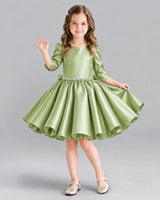 Sage Green Ball Gown Girls Formal Dress Front