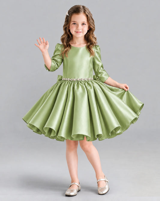 Sage Green Ball Gown Girls Formal Dress Front