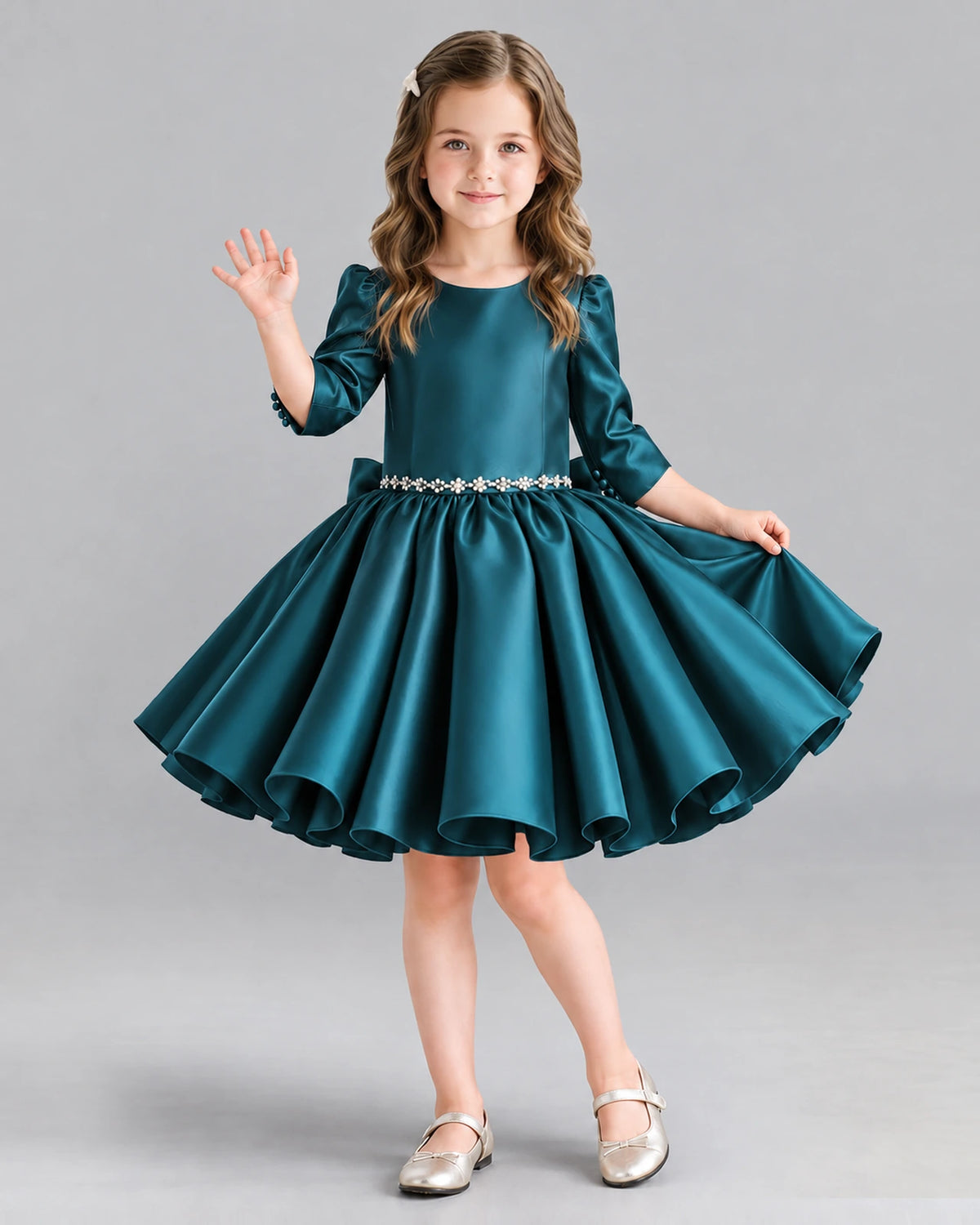 Teal Ball Gown Girls Formal Dress Front