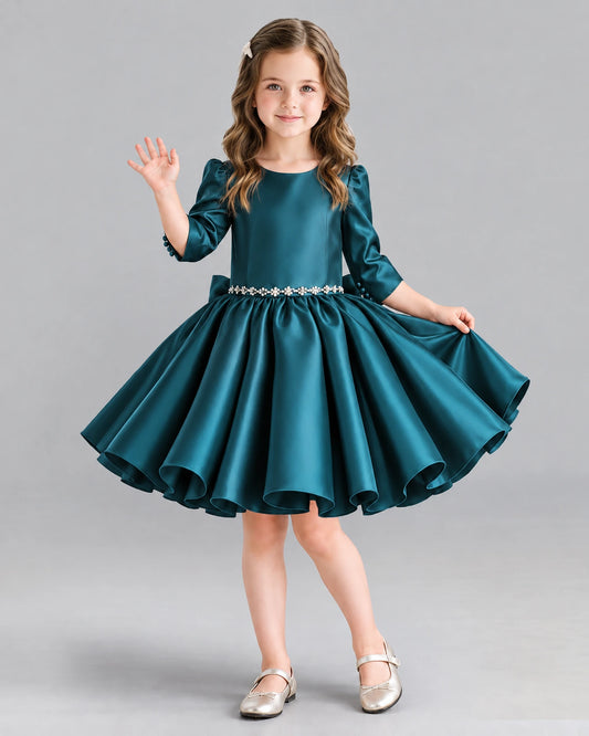 Teal Ball Gown Girls Formal Dress Front