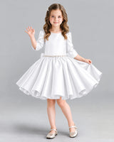 White Ball Gown Girls Formal Dress Front