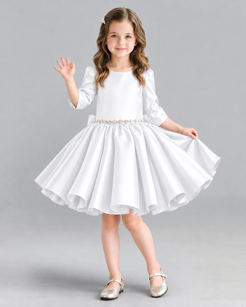 White Ball Gown Girls Formal Dress Front