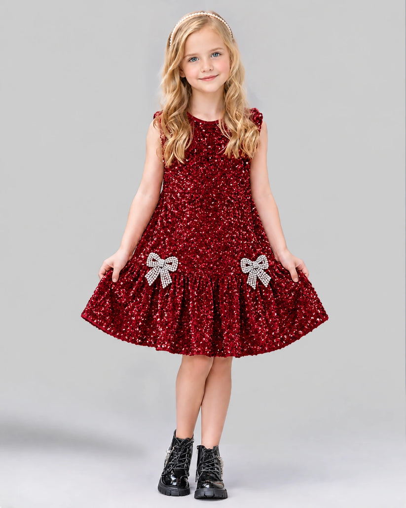 Burgundy A-line Girls Formal Dress Front