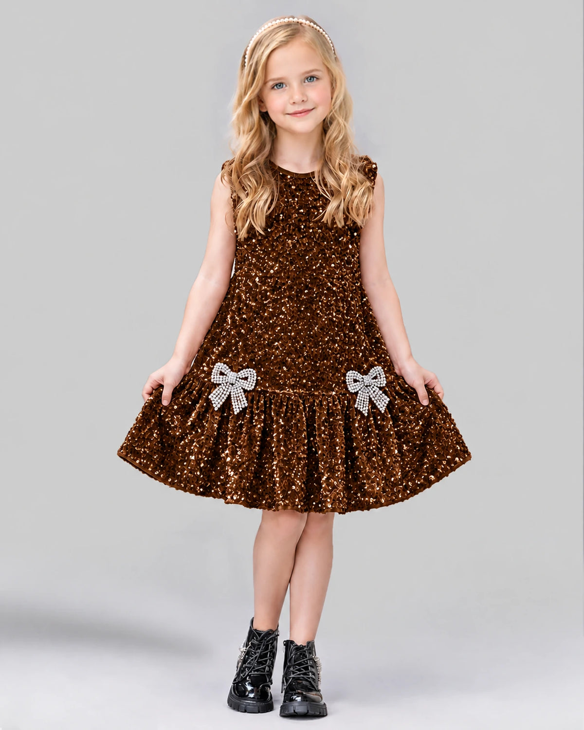Chocolate A-line Girls Formal Dress Front