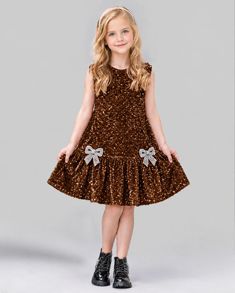 Chocolate A-line Girls Formal Dress Front