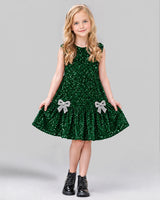 Dark Green A-line Girls Formal Dress Front