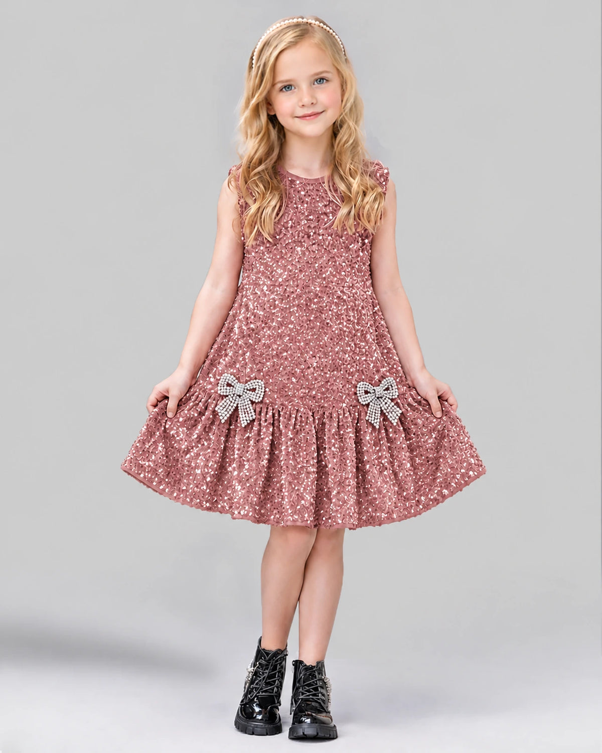 Dusty Rose A-line Girls Formal Dress Front
