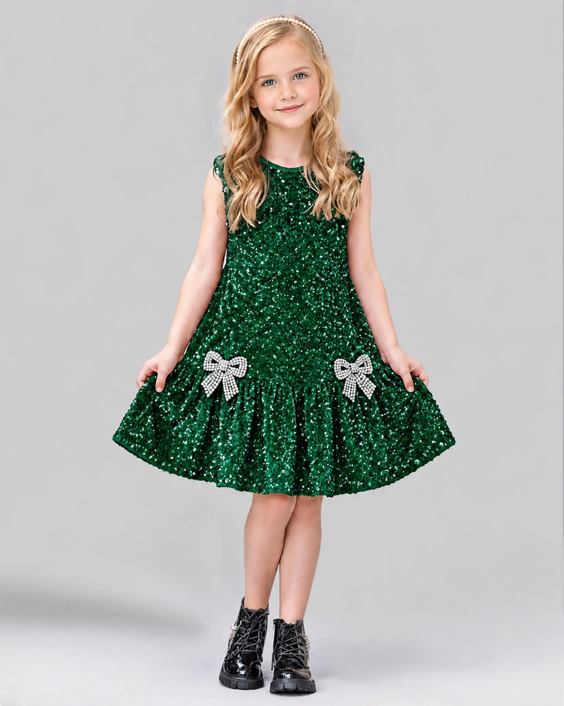 Emerald Green A-line Girls Formal Dress Front