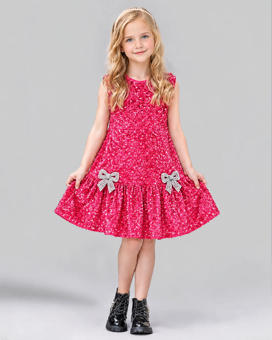 Hot Pink A-line Girls Formal Dress Front