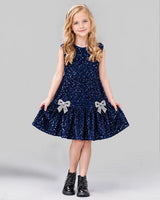 Navy Blue A-line Girls Formal Dress Front