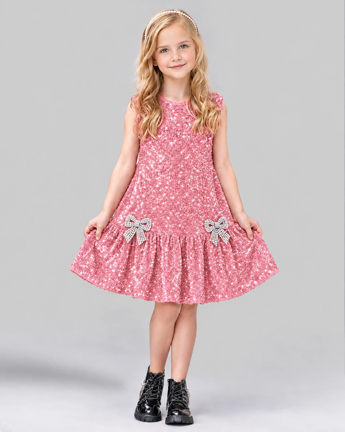 Pink A-line Girls Formal Dress Front