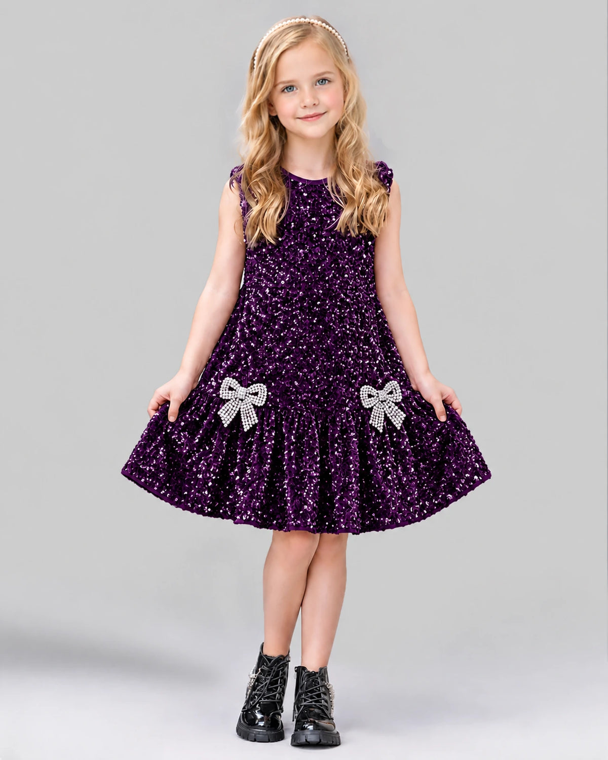 Purple A-line Girls Formal Dress Front