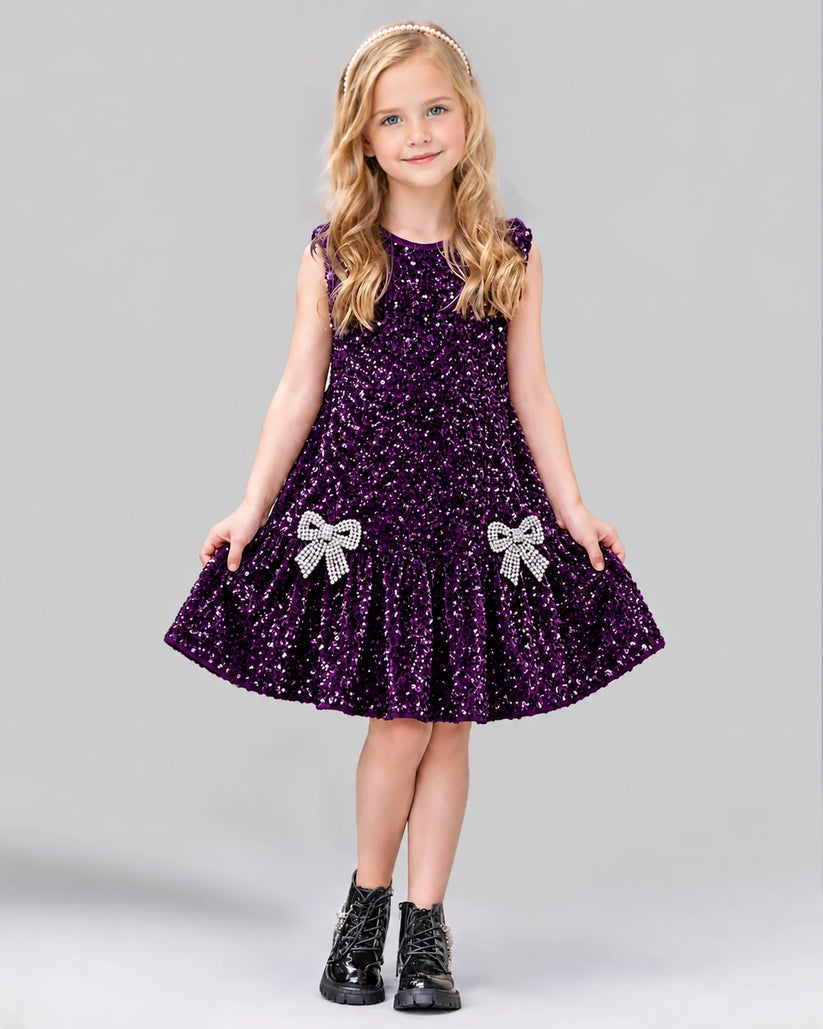 Purple A-line Girls Formal Dress Front