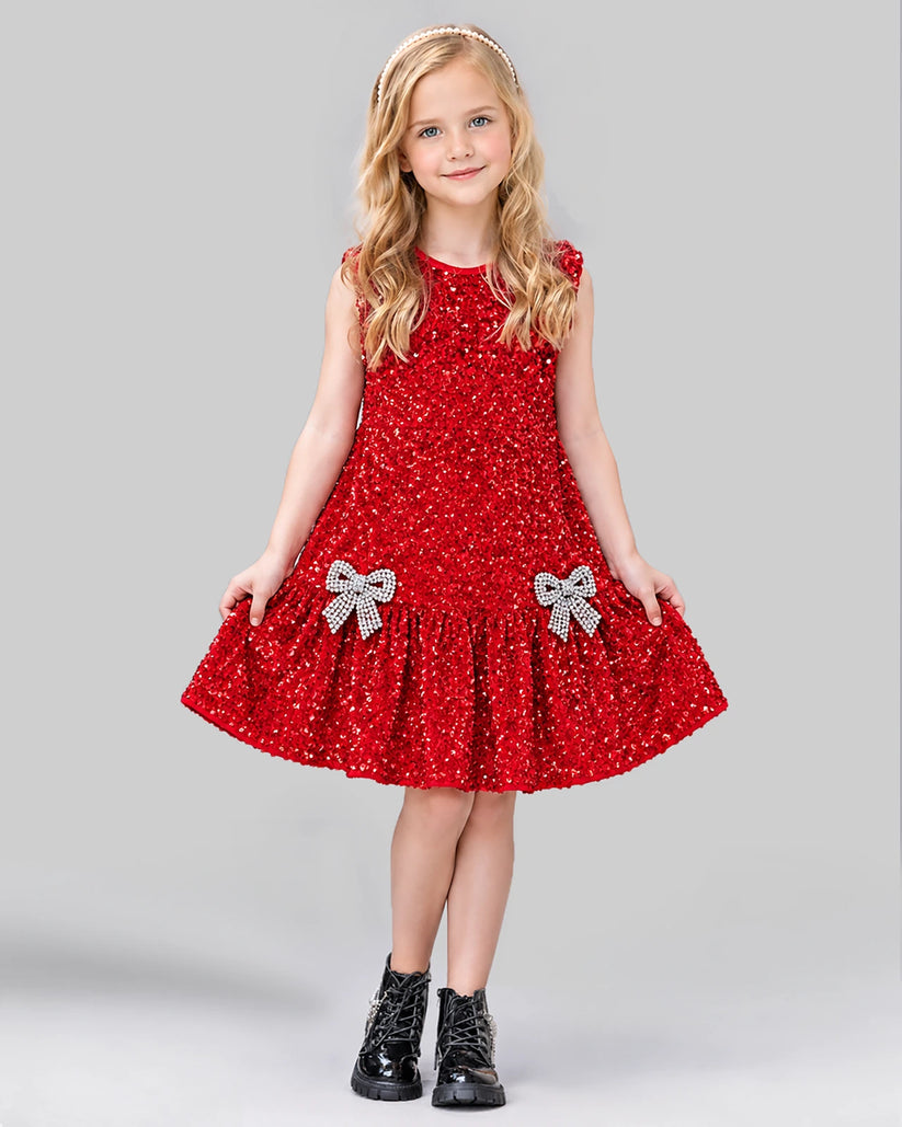 Red A-line Girls Formal Dress Front
