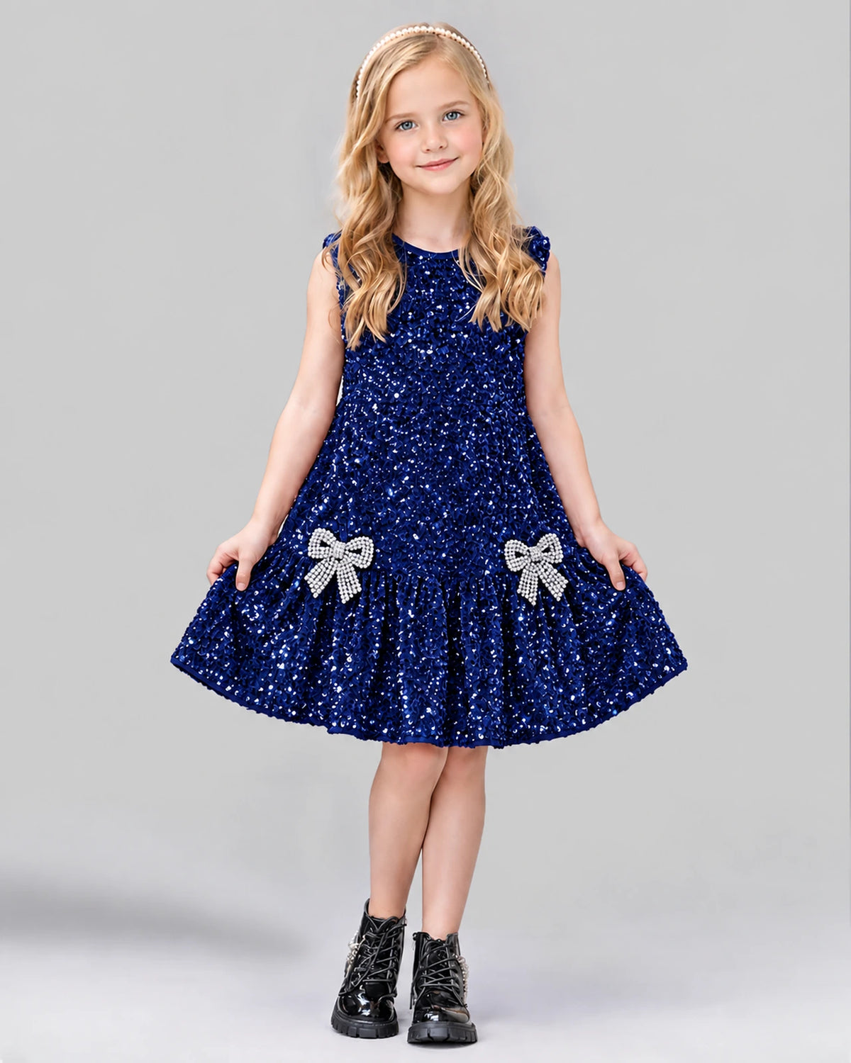 Royal Blue A-line Girls Formal Dress Front