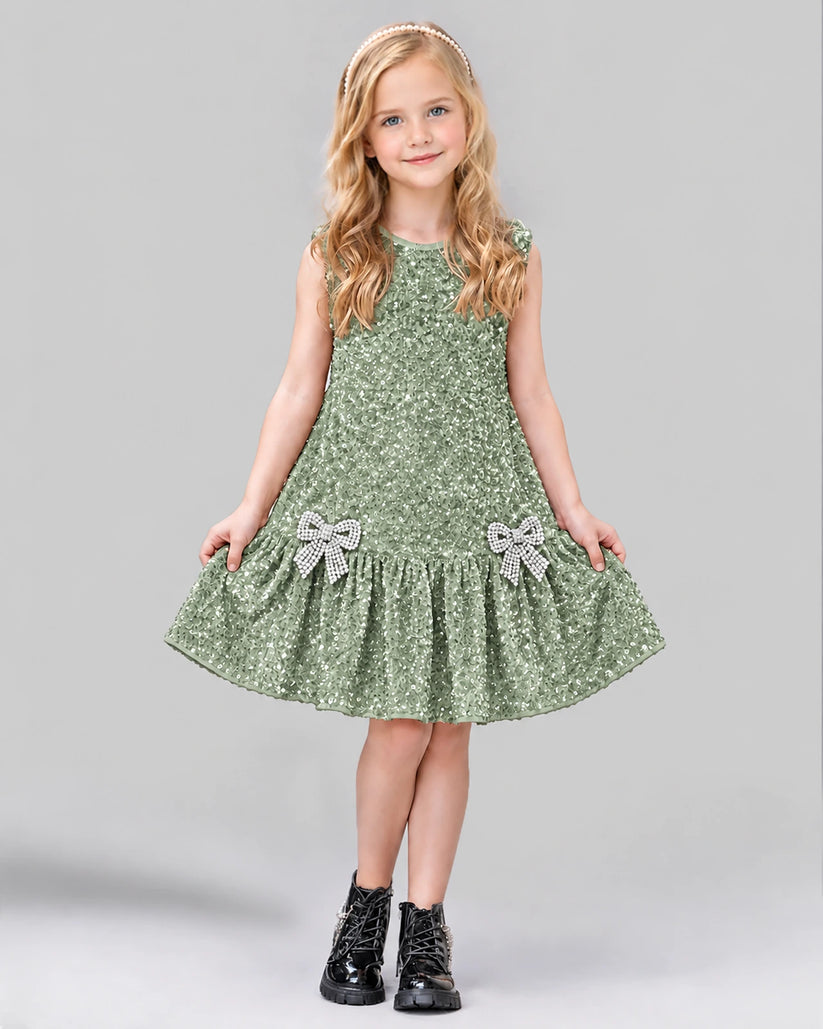 Sage Green A-line Girls Formal Dress Front
