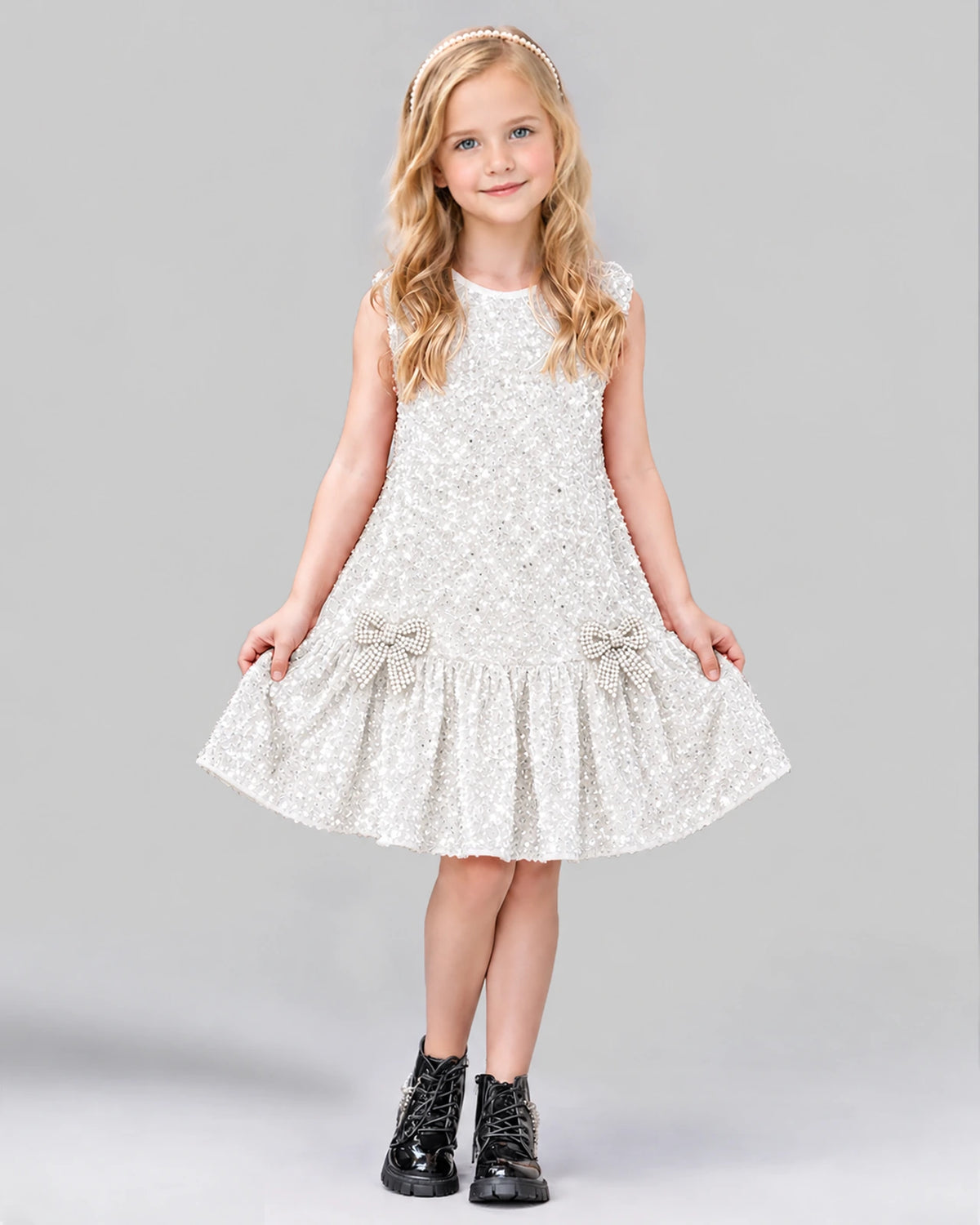 White A-line Girls Formal Dress Front