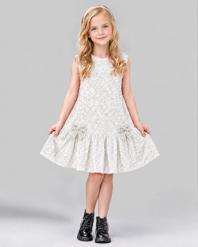 White A-line Girls Formal Dress Front