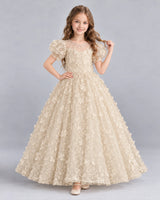 Champagne Ball Gown Flower Girl Dress Front