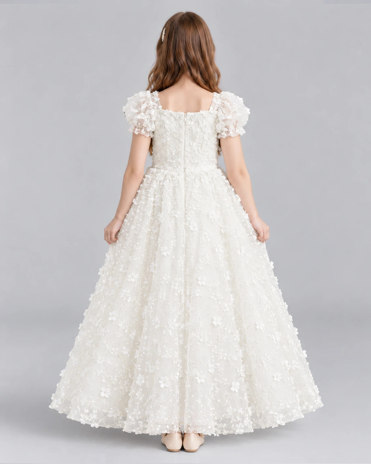 Ivory Ball Gown Flower Girl Dress Back [Shared]