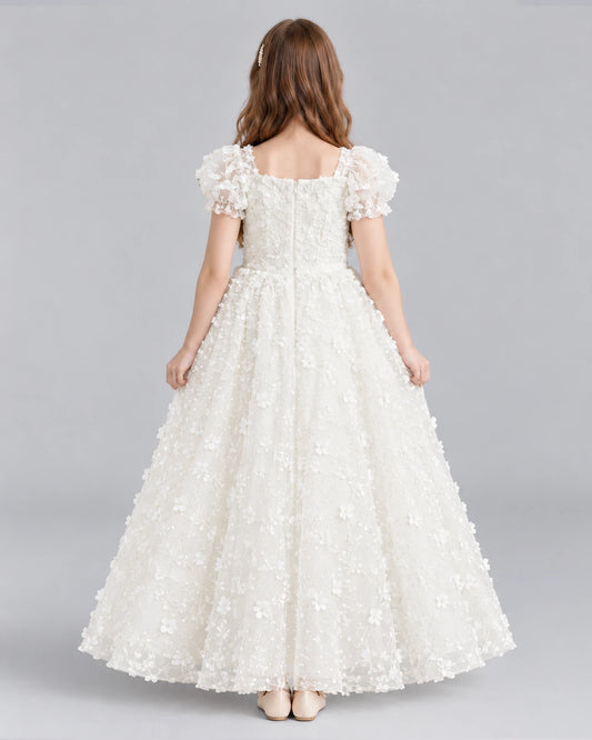 Ivory Ball Gown Flower Girl Dress Back [Shared]