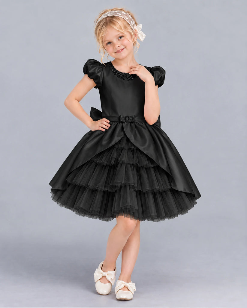 Black Ball Gown Girls Formal Dress Front