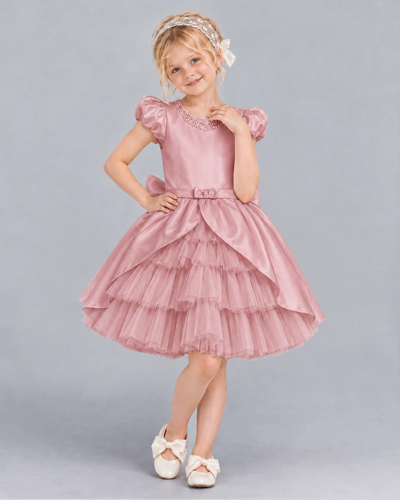 Dusty Rose Ball Gown Girls Formal Dress Front