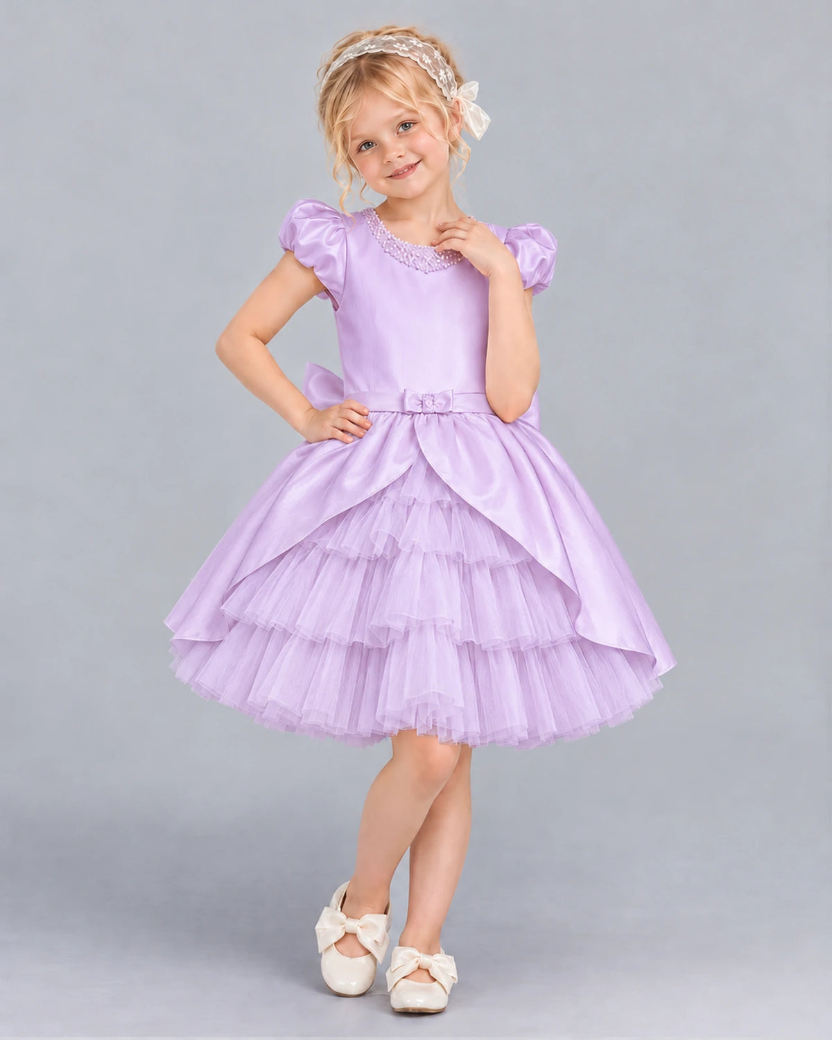 Lilac Ball Gown Girls Formal Dress Front