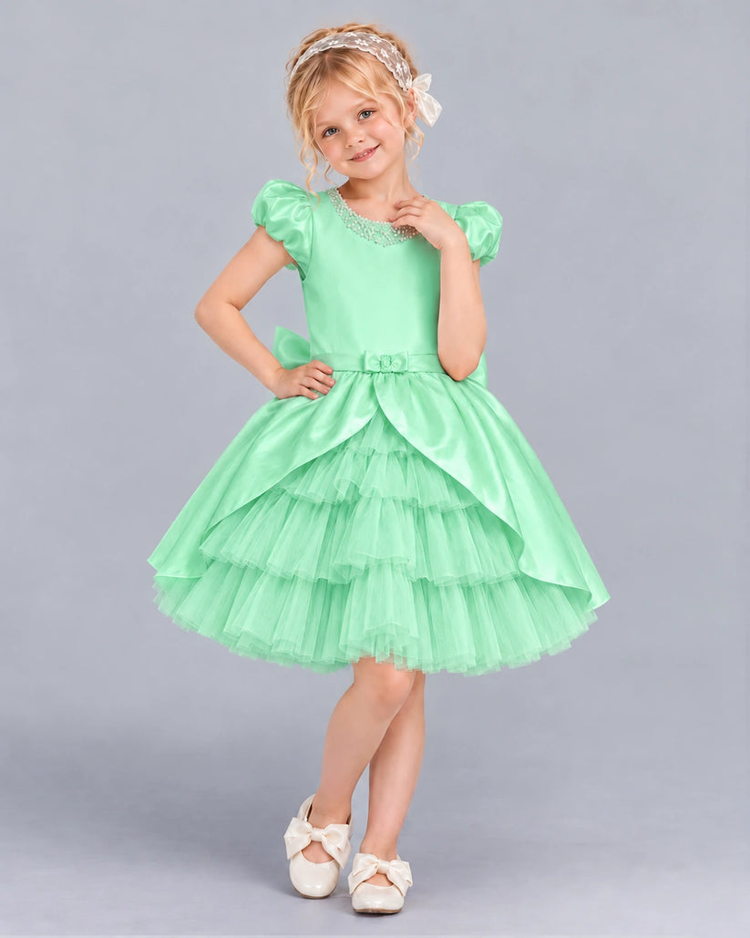 Mint Green Ball Gown Girls Formal Dress Front