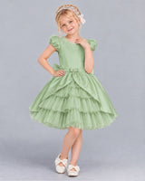 Sage Green Ball Gown Girls Formal Dress Front
