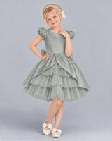 Silver Ball Gown Girls Formal Dress Front