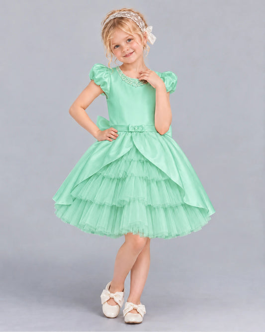 Turquoise Ball Gown Girls Formal Dress Front