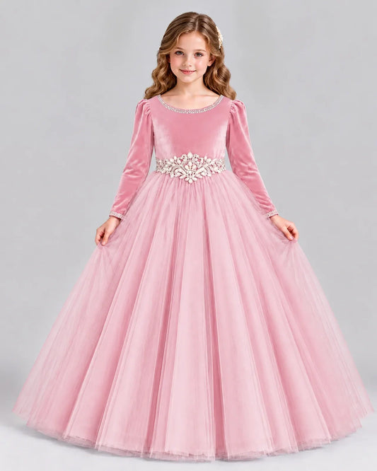 Pink Ball Gown Girls Formal Dress Front