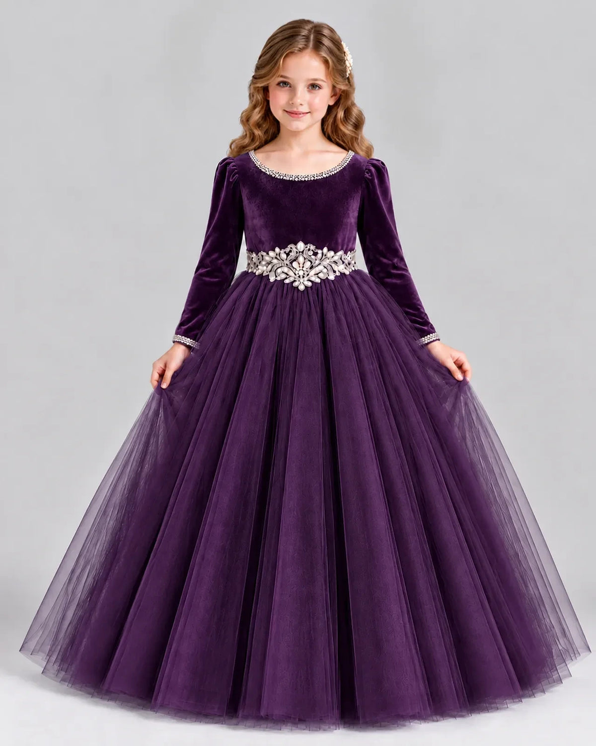 Purple Ball Gown Girls Formal Dress Front