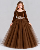 Chocolate Ball Gown Girls Formal Dress Front