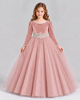 Dusty Rose Ball Gown Girls Formal Dress Front