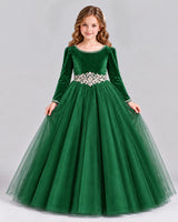 Emerald Green Ball Gown Girls Formal Dress Front