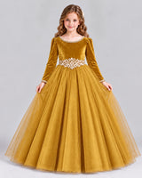 Gold Ball Gown Girls Formal Dress Front