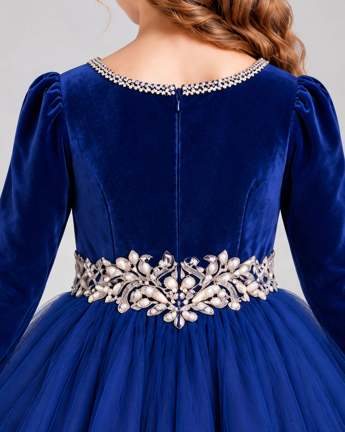 Navy Blue Ball Gown Girls Formal Dress Back_Detail [Shared]