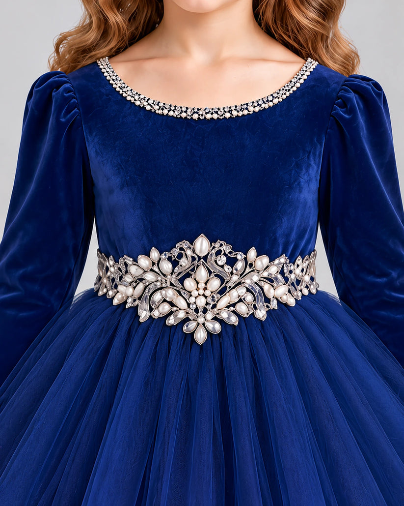Navy Blue Ball Gown Girls Formal Dress Detail [Shared]