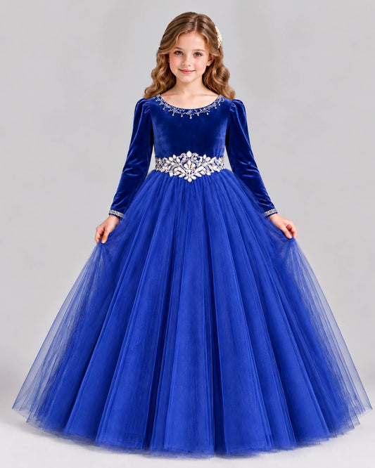 Royal Blue Ball Gown Girls Formal Dress Front