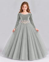 Silver Ball Gown Girls Formal Dress Front