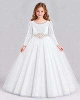 White Ball Gown Girls Formal Dress Front