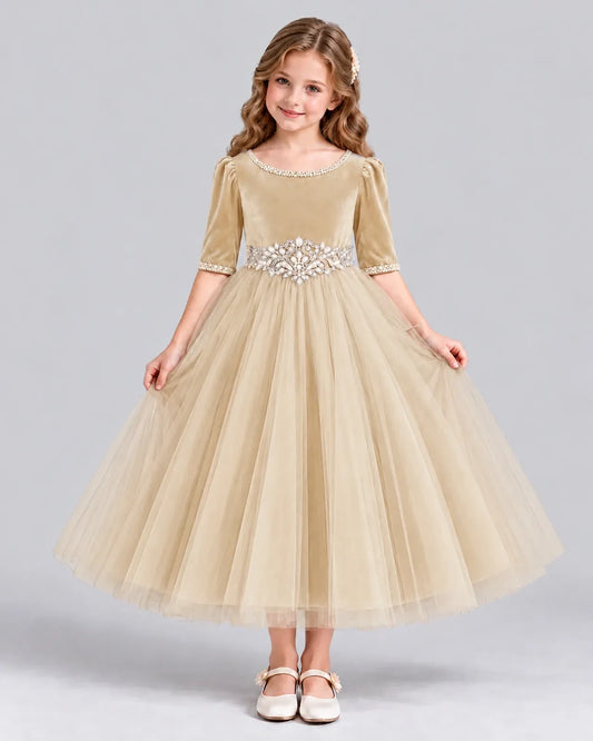 Champagne Ball Gown Girls Formal Dress Front